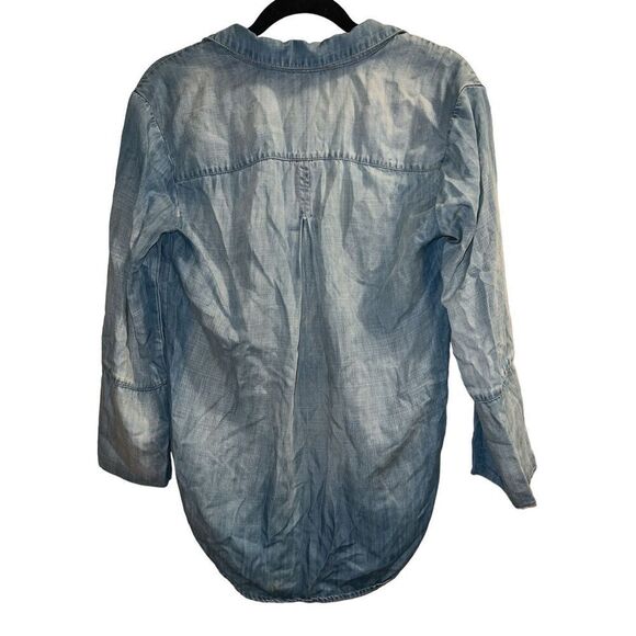 ✨Anthropologie Chambray Button Down Hi/Low Hem Denim Sz Small Shirt✨ - Picture 6 of 11